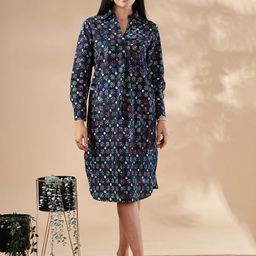 Taavi Women Batik Printed Shirt Collar Long Sleeves Dress-picture-9