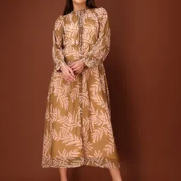 PURVAJA Floral Printed Puff Sleeve Georgette Shirt Maxi Dress-picture-4