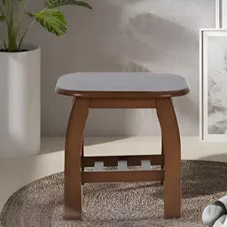 Royaloak Brown Wooden Square Serian Bedside Table-26