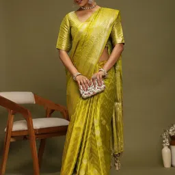 Anouk Floral Woven Design Zari Banarasi Saree-picture-3