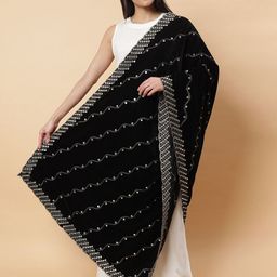 Moda Chales Embroidered Velvet Dupatta with Mirror Work image 4