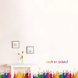 Jaamso Royals Pink & Blue Pencil Color Printed Self-Adhesive Wall Sticker-image-72