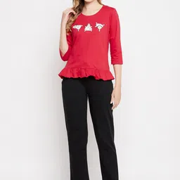 Clovia Women Printed Pure Cotton Night suit-image-32