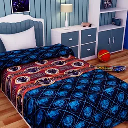 Athom Living Kids Blue & Red Cartoon Characters AC Room 210 GSM Single Bed Comforter-picture-11