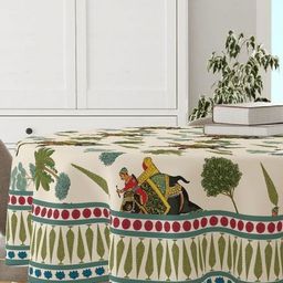 Astitva Beige Anti-Slip Cotton Round 4-Seater Table Cover-image-3