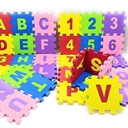 FunBlast 36 Pieces Mini Puzzle Foam Mat for Kids, Interlocking Learning Alphabet and Number Mat for Kids - Multi-Color image 4