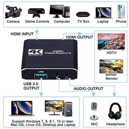 Etzin Capture Card, HDMI Audio Video Capture Card, 1080P 60FPS Video Recorder Capture Device Converter with Mic Input & Audio Output and 4K HD Loop-Out Work with Nintendo Switch/PS4/DSLR/OBS-(EPL-800HVC-02) image 5