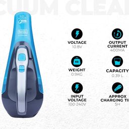 BLACK+DECKER WDA320B-B1 10.8V 2.0Ah Cordless MPP Wet & Dry Handheld Vacuum Cleaner, 440 ml Bowl Capacity, Ideal for Cleaning Dust & Debris, Runtime Upto 12 mins(Charge Fully Before Using), Blue image 2