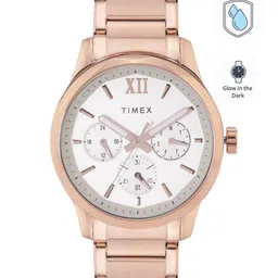 Timex Men Silver-Toned Dial & Rose Gold Toned Analogue Watch TW0TG7605-24