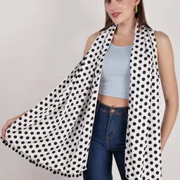DressBerry White & Black Polka Dot Printed Scarf-45