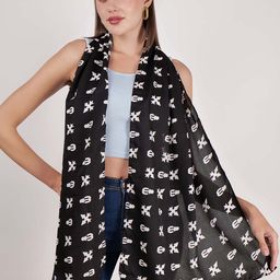 DressBerry Black & White Conversational Printed Scarf-28