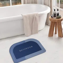 FABINALIV Blue Typography Rubber 1450 GSM Bath Mat-54