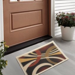 FABINALIV Brown & Tan Abstract Polyester Door Mat-67