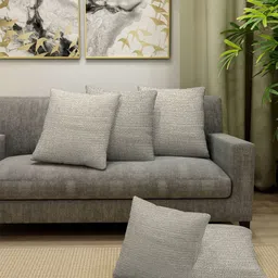 KLOTTHE Beige 5 Pieces Self-Designed Textured Pure Cotton Square Cushion Covers-image-55