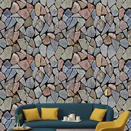 Jaamso Royals Grey & Brown Brick Stone Wood Print 3D Self Adhesive Wallpaper-image-85