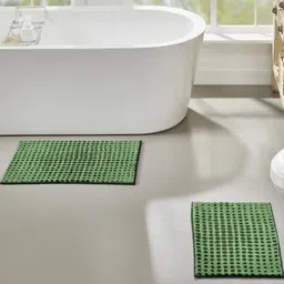 Pano Green Patterned 2000 GSM Anti-Skid Bath Rugs-image-16