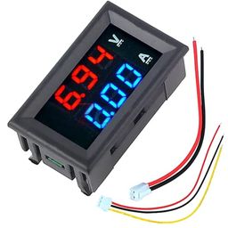 Robotbanao Dual LED 0.28” Red-Blue Display Digital Voltmeter (0-100V) and Ammeter (10A)-LED Display-Digital Voltmeter Ammeter-Voltage Current Tester image 1