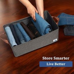 HomeStrap Set of 4 Multipurpose Foldable Storage Basket with Iron Stand |Durable Fabric Cube Organizers for Toys, Clothes, Laundry, Books & Cupboard Storage – Large Storage Box with Handles image 3