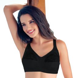 Enamor A014 M-Frame Contouring Full Support Bra - Supima Cotton Non-Padded Wirefree - Black-picture-30
