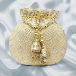Peora Potli Bags Evening Bags Ethnic Bride Purse with Drawstring Cream - P28CRM-picture-32