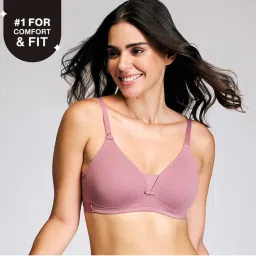 Nykd By Nykaa Breathe Cotton Triangle Cup Padded Non Wired T-Shirt Bra NYB003 Mauve-picture-20