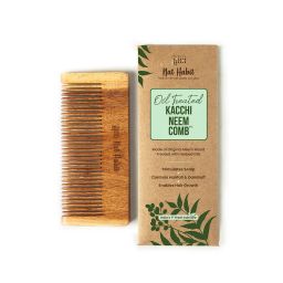Nat Habit Oil Treated Kacchi Neem Handmade Wooden Comb - Fine Tooth for Daily Styling, Purse Sized-picture-3
