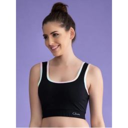 Clovia Medium Impact Padded Non-Wired Sports Bra with Removable Cups in Black-image-9