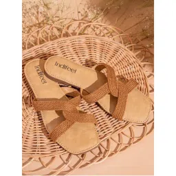 Indifeet Brown Stylish Open Toe Jute Flats with Braided Design-picture-49