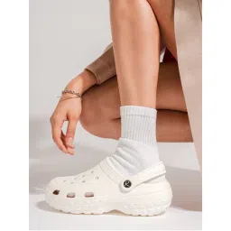Indifeet Off White Insole Stylish and Chunky Waterproof Rubber Platform Clogs with Charms-picture-25