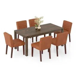 urban ladder Atlas Solid Wood 6 Seater Dining Table with Ludo upholstered dining chairs-picture-10