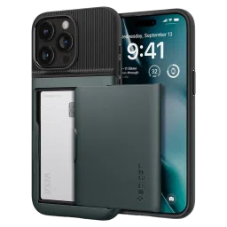 spigen Slim Armor CS Hard Polycarbonate Back Cover for Apple iPhone 15 Pro (Air Cushion Technology, Abyss Green)-picture-38