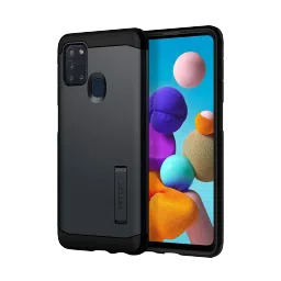 spigen Tough Armor TPU & Polycarbonate Back Case with Stand for SAMSUNG Galaxy A21s (Wireless Charging Compatible, Metal Slate)-picture-31