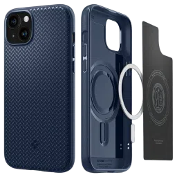 spigen Mag Armor MagFit TPU Back Cover for iPhone 15 (Air Cushion Technology, Navy Blue)-picture-31