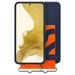 SAMSUNG Silicone Hybrid Cover for SAMSUNG Galaxy S22 5G (Detachable Strap, Navy)-picture-1