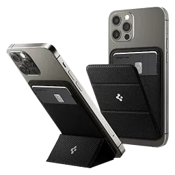 spigen Smart Fold PU Leather & Suede Card Holder For Universal Mobiles (Tri-Fold Design, AMP02834, Black)-picture-41