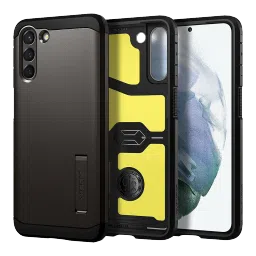 spigen Tough Armor TPU & Polycarbonate Back Case with Stand for SAMSUNG Galaxy S21 (Wireless Charging Compatible, Gunmetal)-picture-3