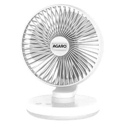 AGARO Alpha 3 Blade Rechargeable Personal Mini Fan (Copper Brushless Motor, White)-image-1
