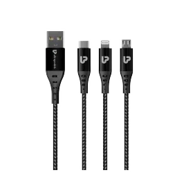 ultraprolink TrioLink Type A to Lightning Connector, Type B, Type C 4.95 Feet (1.5 M) 3-in-1 Cable (Tangle-free Design, Black)-picture-28