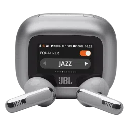 JBL Live Flex 3 TWS Earbuds with Adaptive Noise Cancellation (IP54 Water Resistant, Touchscreen Display, Silver)-picture-4