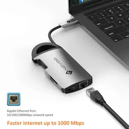 NOVOO 8-in-1 USB 3.0 Type C to USB 3.0 Type A, HDMI, LAN Port, USB Type C, SD Card Slot, TF Card Multi-Port Hub (Safe Certified, Space Grey) image 5