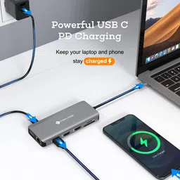 NOVOO 11-in-1 USB 3.0 Type C to USB 3.0 Type A, USB 2.0 Type A, USB Type C, VGA Port, LAN Port, HDMI, SD Card Slot, MicroSD Card Slot USB Hub (Multiple Display Modes, Grey) image 5