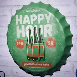 eazy wagon Green & Red Metal Printed Bottle Cap Shape Wall Decor-image-88