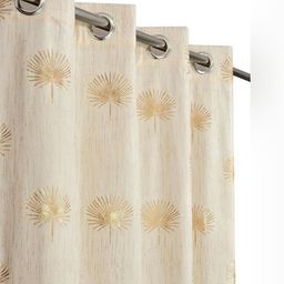 Aura Cream & Gold-Toned 2 Pieces Floral Printed Room Darkening Door Curtains-picture-0