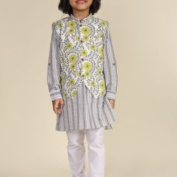 LIL PITAARA Boys Printed Regular Pure Cotton Kurta with Pyjamas-image-63