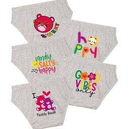 NUSYL Girls Pack Of 5 Printed Cotton Mid-Rise Basic Briefs-image-53