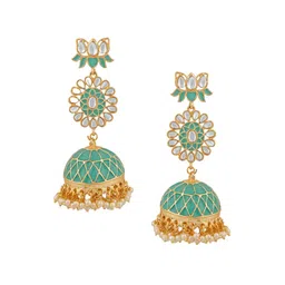 Stefan Gold-Plated Contemporary Jhumkas Earrings-picture-52