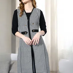 IUGA Women Checked Longline Shrug-51