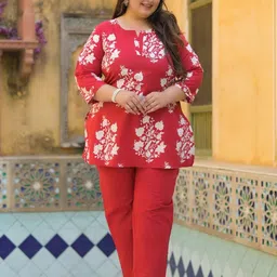 ROPADEMODA Women Plus Size Printed Pure Cotton Co-Ords-image-95