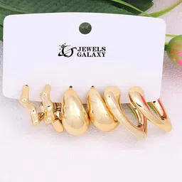 Jewels Galaxy Set Of 3 Gold-Plated Contemporary Half Hoop Earrings-4