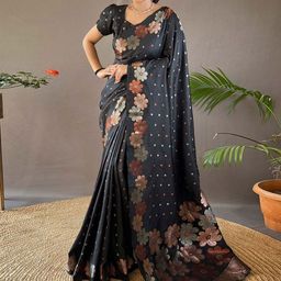 SHOP DROP Women Woven Design Zari Pure Silk Banarasi Saree-image-70